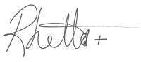 This image shows a handwritten signature reading "Rhetta," followed by a plus sign. There are no landmarks or buildings present.